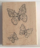 Butterflies Wooden Mounted Rubber Stamp by Greenbrier Int. 2 1/2&quot; x 3&quot; - €6,61 EUR