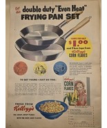 1953 Double Duty Frying Pan Set / Kellogg&#39;s Corn Flakes - Vintage Print Ad - $11.38