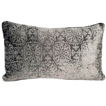 Artemis Pewter Gray Velvet Throw Pillow 12x20 - £36.05 GBP