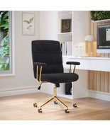 Black Gold Boucle Office Chair: Modern, Adjustable, Padded Arms - $353.52 CAD