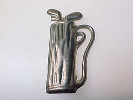 Vintage Sterling Silver Golf Bag And Clubs Brooch Pin   Signed - £39.05 GBP