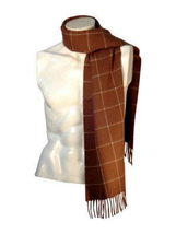 Brown plaid scarf,shawl made of  Babyalpaca wool  - £50.04 GBP