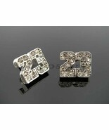 Michael Jordan Jumpman 23 Basketball Silver Tone CZ Stud Hip Hop Bling E... - $272.16 MXN
