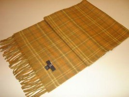 Yellow checked shawl,scarf made of Babyalpaca wool  - $62.40