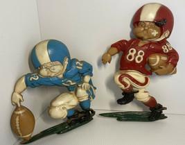 Vintage 1976 Homco #1254 Set Of Two Football Metal Wall Decor 11 In &amp; Ov... - £12.69 GBP