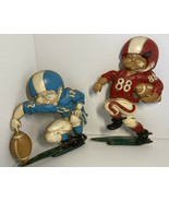 Vintage 1976 Homco #1254 Set Of Two Football Metal Wall Decor 11 In &amp; Ov... - £12.58 GBP