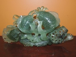 Chinese Jade 8.5&quot; Koi Carp Fish Aquarium Jadeite Nephrite celadon carved... - €1.232,76 EUR