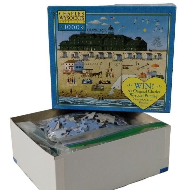 Primary image for Nantucket Charles Wysocki 1000 Piece Jigsaw Puzzle 100% Complete Seaside Resort