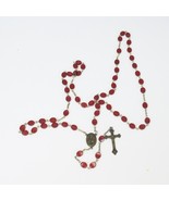 Saint Therese INRI Signed 1 1/2&quot; CROSS Flat Red Beaded Rosary  26&quot; Catho... - €19,43 EUR