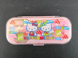 Sanrio Hello Kitty 2003 My Melody Spoon Chopstick 2 Pcs Utensil w/ Stora... - $9.85
