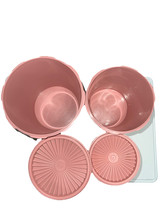 Vintage Tupperware Stackable Nesting Canisters Pink Dusty Rose 2 Lids Set of 4 - $28.00