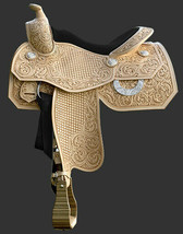 Western show saddle 16&quot; on Eco leather buffalo natural with drum dye fin... - £571.75 GBP