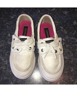 Sperry White/Silver Sparkle BAHAMA JR Boat Shoe, Little Kid Girl Size 9.5m. - $29.00