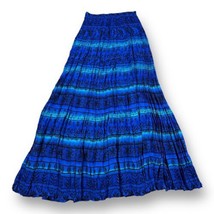 Roughrider Maxi Rayon Skirt Native Boho Western wear Long Blue Sz Small ... - $34.64