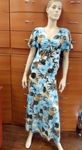 Skirt Set Summer Party Stretch Long Skirt Midi Floral Blue Made In Europe S M L - £86.22 GBP