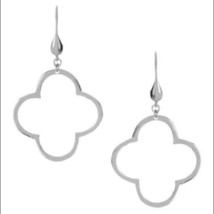 Rivka Friedman White Rhodium Clover Earrings, Silver, NWT - £51.02 GBP