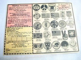 1972 People Patches Ad Peace, Pollution, Love, Smiley Face, Sgt. Peppers - £6.29 GBP