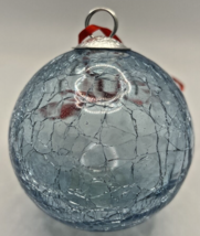 Vintage Art Glass Crackle Light Blue Ornament U257/2LargeSwirl - $39.99