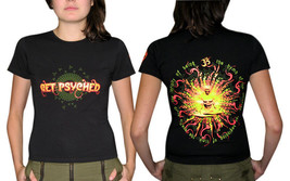 AUM Women T-shirt Glow UV-Blacklight Neon Om Psychedelic Yoga Festival G... - $25.29