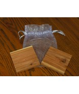 2 Cedar Blocks Moth Repellent in Draw String Bag 3&quot; x 3&quot;  - £7.99 GBP