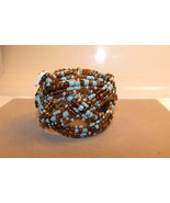 Seed Bead Braided Twist Bracelet Handmade Indonesian Wire Bangle Cuff Gl... - $9.34