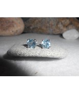 2 CT Blue Topaz 92.5 Sterling Silver W/ PLATINUM Stud Earrings - $21.99