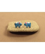 Blue Enamel Elephant 0.925 Sterling Silver Butterfly Stud Children&#39;s Ear... - $12.99
