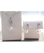 Fresh Water Pearl 925 Sterling Silver Heart Drop Dangle Hook Earrings, P... - £37.61 GBP