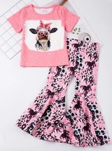 NEW Boutique Girls Pink Cow Print Bell Bottoms Outfit - £4.77 GBP+