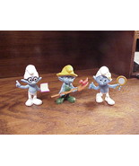 Lot of 3 Smurfs McDonalds Toy Figures, Brainy, Farmer, Vanity, 2011, 2013 - £4.68 GBP