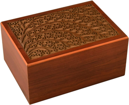 Wooden Pet Urn Tree of Life Dog Urn for Ashes Carved Wood Urn Pet Cremation Box - £28.43 GBP