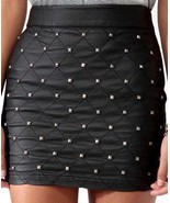 Faux leather Studded Quilted Skirt Punk Goth Cyber Clubwear Visual Kei C... - $69.99