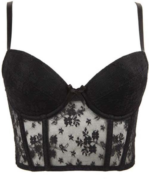 Crop Black Lace Corset Sheer Bustier Bra Top and 50 similar items