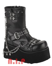 Demonia Skull Platform Heavy Metal Punk Goth Club Cyber Chain Calf Boots Shoes - £161.43 GBP