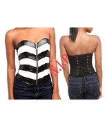 Faux Leather Chevron Stripe Laced up Corset Top Hot Topic Punk Gothic Visual Kei - $180.00