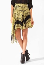 Forever21 Asymmetrical High Low Lace Print Sheer Chiffon Skirt Party Club wear - £72.11 GBP