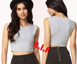 Forever21 GREY Crop Tank Top Nasty Gal Fashion Celebrity Street Party We... - £50.51 GBP