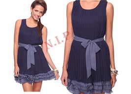 Forever21 Two Tone Pleat Chiffon Tiered Ruffle Dress Cocktail Party Wedding Prom - $105.00