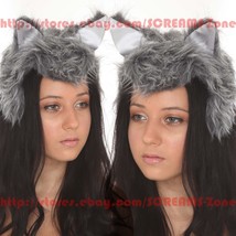 Hot Topic Cosplay Halloween Grey Wolf Cap Furry Faux Fur Cat Ears Cute Headband - £72.51 GBP