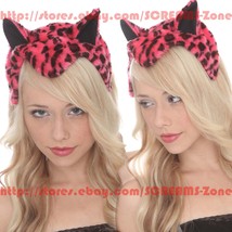 Hot Topic Cosplay Halloween Pink Leopard Furry Faux Fur Cat Ears Cute He... - £72.47 GBP