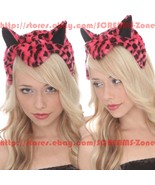 Hot Topic Cosplay Halloween Pink Leopard Furry Faux Fur Cat Ears Cute He... - £68.05 GBP