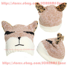 Hot Topic Crochet Face Furry Leopard Faux Fur Cat Ears Winter Cap Hat Beanie - £82.70 GBP