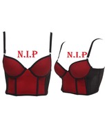 Hot Topic Punk Black Fishnet Red Longline Bustier Goth Crop Bra Corset C... - $91.00