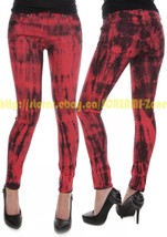 Hot Topic RED Black Tie Dye Club Denim Skinny Jeans Goth Punk Visual Kei... - $143.00
