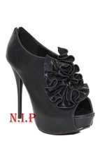 Hot Topic QUPID Goth Ruffle Peep Open Toes Platform Ankle Boots High Heels Shoes - £148.72 GBP