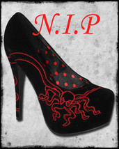 Hot Topic TOO FAST Black Red Octopus Goth Punk Cyber Visual Kei Platform Heels - £141.96 GBP