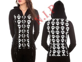 Hot Topic Visual Kei Goth Cyber Punk Steampunk Royal Bones Skull Corset Hoodies - £133.49 GBP