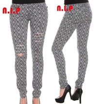 Hot Topic TRIPP Torn Black White Contrast Geometric Skinny Punk Jeans Goth Pants - £103.91 GBP