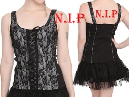 Hot Topic Visual Kei Punk Gothic Steampunk Royal Bones Black Lace up Corset Top - £91.00 GBP