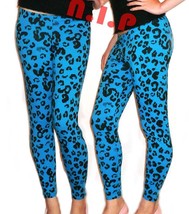 IRON FIST Blue Leopard Leggings Hot Topic Punk Goth Cyber Rockabilly Party Pants - £83.93 GBP